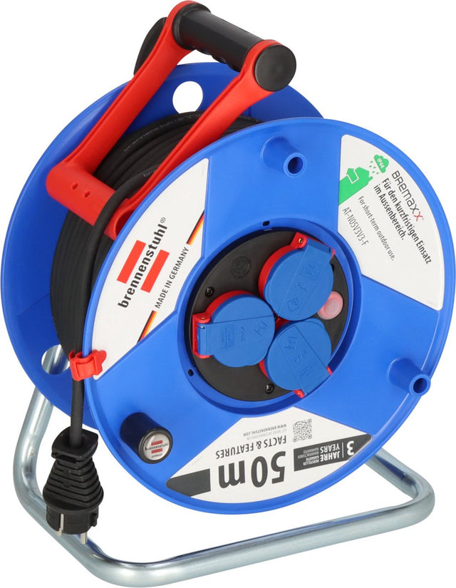 Brennerstuhl Garant Kabeltrommel, IP44, 50 m, Spezialkunststoff, kurzfristiger Außeneinsatz, Made in Germany