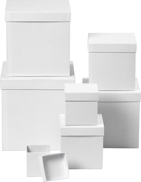 Kreativunternehmen https: www.cchobby.nl quadratische Boxen quadratische Größe 7-5x7-5x7-5-10x10x10-13x13x13-15x15x15-18x18x18-20x20x20-23x23x23-cm-weiß-7-teilig-1-Set
