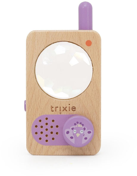Trixie houten walkie talkie mrs. peacock – activiteitenspeelgoed met caleidoscoop en geluidseffecten
