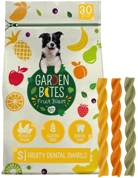 Garden Bites duvoplus – fruchtige Dental Swirls Hundesnacks – Hundeleckerlis – vegetarisch, glutenfrei – klein 30 Stück