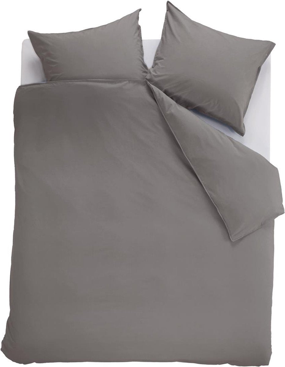 Ambiante cotton uni dekbedovertrek - effen - lits-jumeaux - 240x200 220 cm - grijs