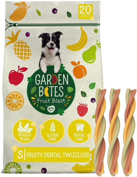 Garden Bites duvoplus – fruchtige Dental Twizzlers Hundesnacks – Hundeleckerlis – vegetarisch glutenfrei – klein 20 Stk