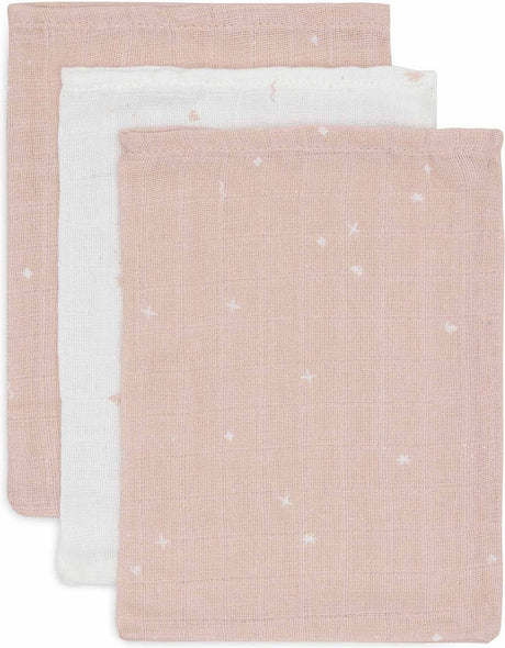 Jollein – hydrophiler Baby-Waschlappen – Baumwolle – 3 Stück – funkelnde Wildrose – Baby-Waschlappen, hydrophile Waschlappen – 15 x 20 cm