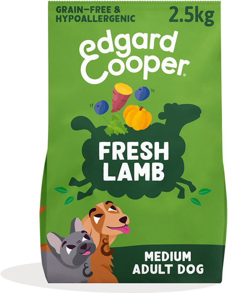 Edgard Cooper Adult Hundefutter für mittelgroße Hunde, frisches Lamm, 2,5 kg, getreidefreie und hypoallergene Rezeptur mit natürlichen Zutaten, perfekte Ballaststoffbalance
