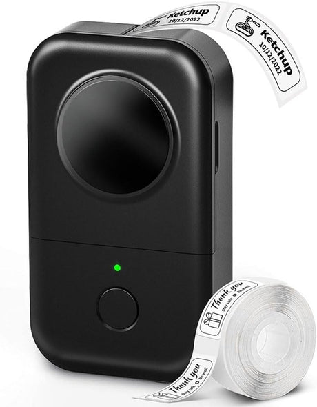Phomemo d30 - smart mini labelprinter - draagbare bluetooth label printer - inkless direct thermische print - compact lichtgewicht - smartphone app integratie - diy organisatie label creëren - zwart
