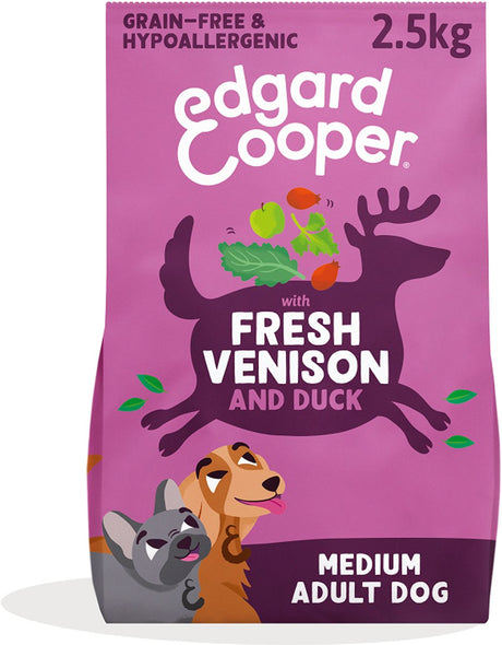 Edgard Cooper Adult Hundefutter für mittelgroße Hunde, frisches Wildbret, 2,5 kg, getreidefreie und hypoallergene Rezeptur mit natürlichen Zutaten, perfekte Ballaststoffbalance