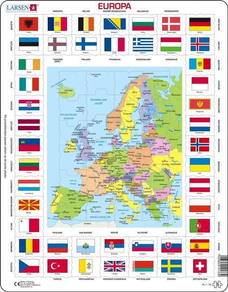 Selecta Larsen Karte Europa mit Flaggen, 70 Stück.