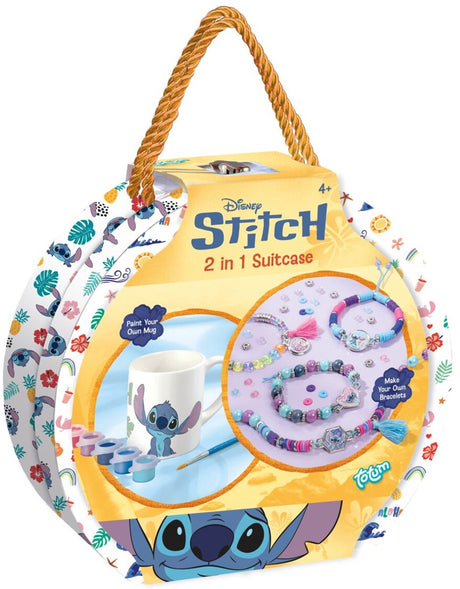 Totum Disney Stitch 2-in-1 Bastelkoffer – Armbänder basteln und eine Tasse bemalen – Kinderspielzeug – Basteln – für Mädchen und Jungen – ab 4 Jahren –