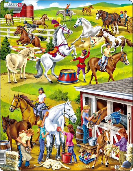 Selecta Larsen Puzzle Tiere – Reitschule, 50 Teile.