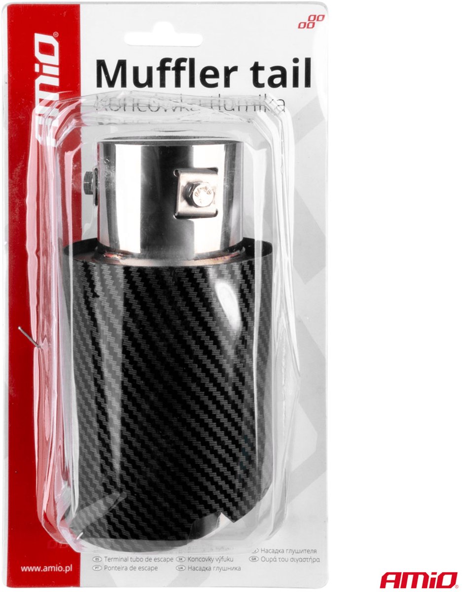 Amio Auspuff-Endschalldämpfer-Zierstück Edelstahl-Kupplungsstück 89 mm Carbon