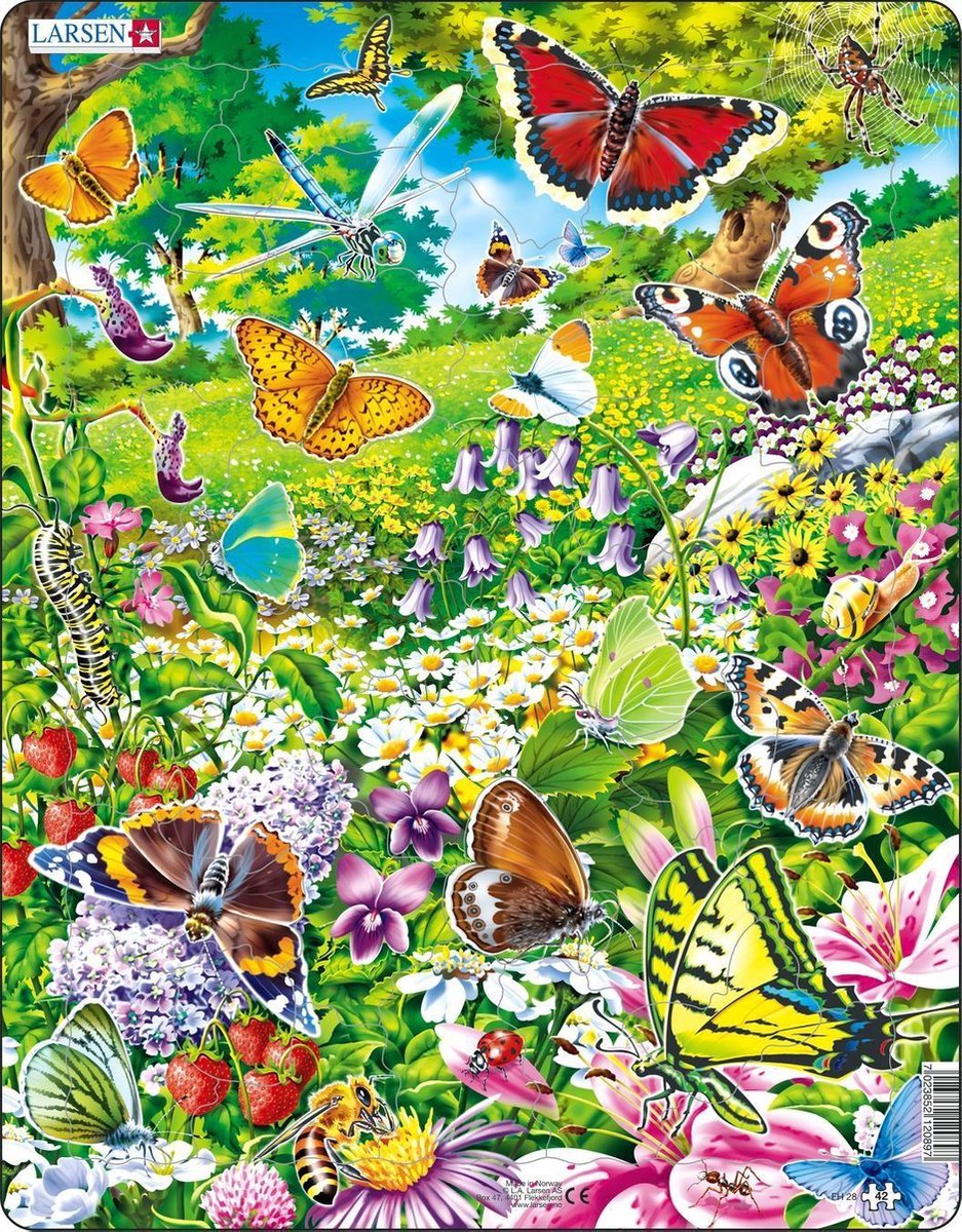 Selecta Larsen Puzzle Tiere – Schmetterlinge, 42 Teile.