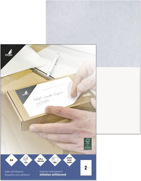 Kangaro – Etikettentyp – universell – 210 x 148 mm – Karton mit 25 Blatt