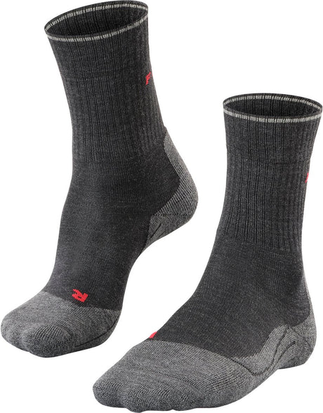 Falke TK2 Explore Wool Silk Medium Wattierung Wolle Funktionsmaterial Wandersocken Damen Grau – Größe 35-36