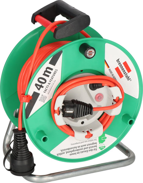 Brennerstuhl garantâ® g ip44 Kabeltrommel (Outdoor-Kabeltrommel für den Garten mit 38+2m Kabel in Rot, Spezialkunststoff, temporärer und begrenzter Außeneinsatz, Made in Germany)