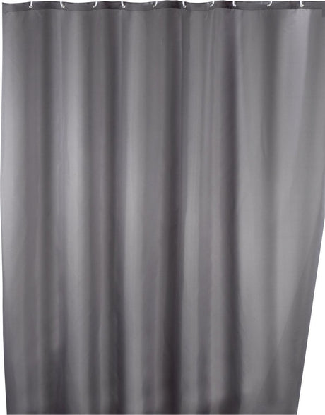 Wenko Anti-Pilz-Duschvorhang grau 180x200cm Polyester – inklusive Aufhängeringen – wasserdicht – waschbar – schnell trocknend