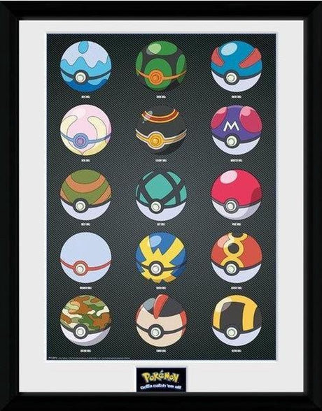Markenloses Pokémon ohne Marke – Sammlerdruck 30 x 40 – Pokeballs