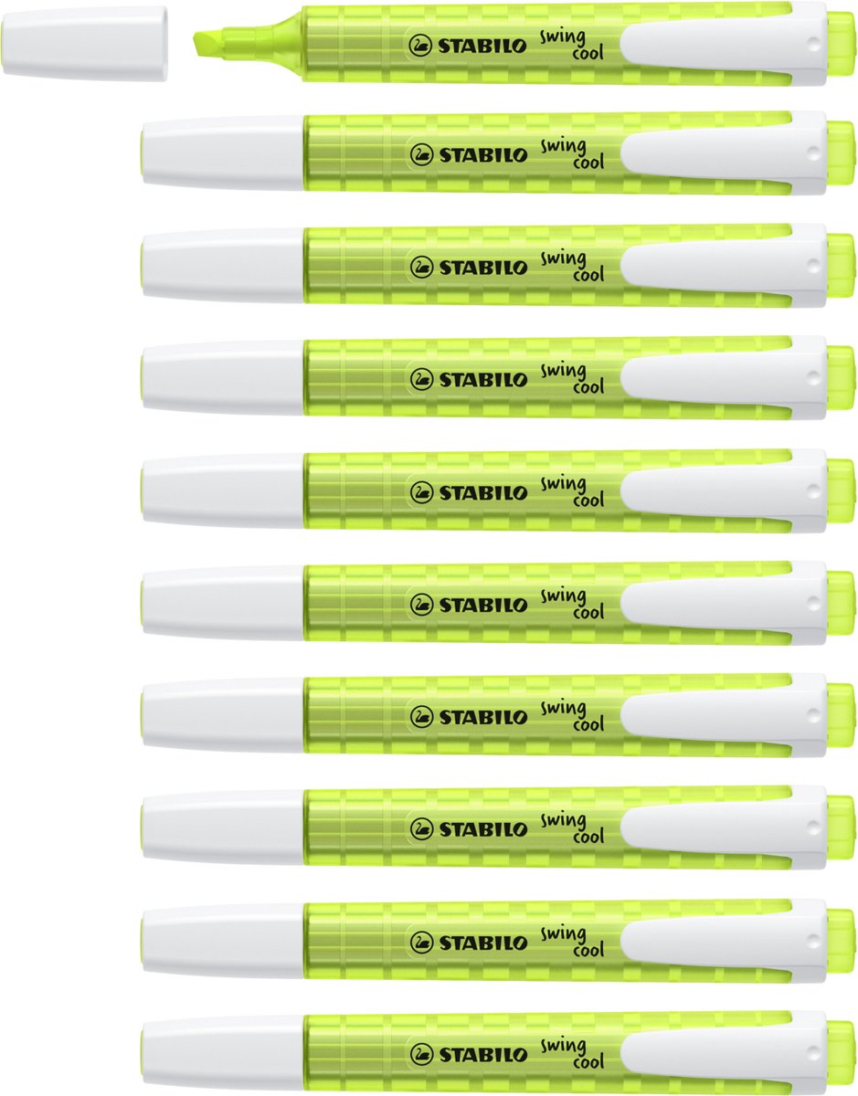 Stabilo swing cool - markeerstift - perfect voor onderweg - geel - doos 10 stuks