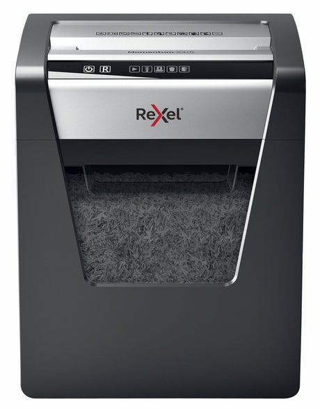 Rexel Momentum X415 leiser Aktenvernichter – P4 vernichtet – bis zu 15 Blatt – 23 l – Schwarz