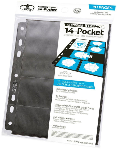Ultimate Guard 14-Pocket Supreme Compact Pages Standard + Mini American (10) – Schwarz