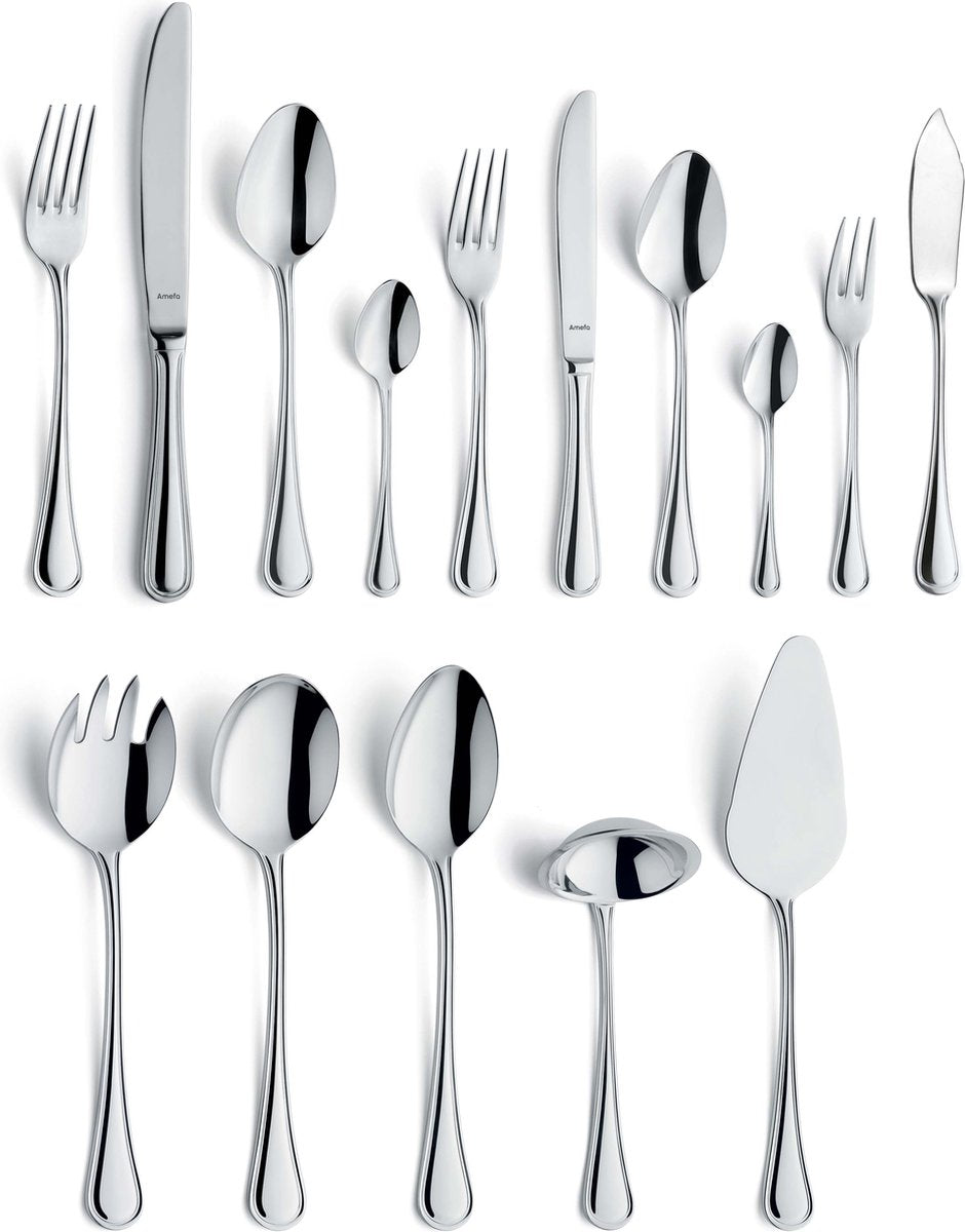 Amefa Rossini - 66-teiliges Besteckset für 6 Personen - Edelstahl hochglänzend - silberfarben