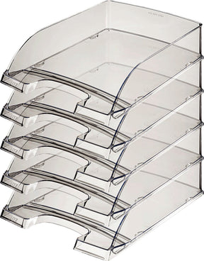Leitz Briefablage Plus A4 transparentes Rauchglas | 5 Stück