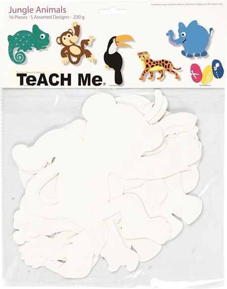 Creativ Company Dschungeltiere, H: 14-25 cm, B: 12-23 cm, 230 g, weiß, 16 Stück 1 Box