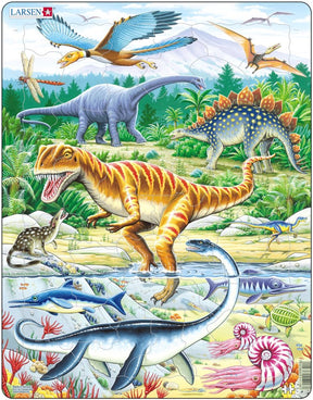 Larsen-Dinosaurier aus der Jurazeit – Puzzle – Tiere – Vorgeschichte – Lernpuzzle für Kinder – 35 Teile – hergestellt in Norwegen – extra dicke 2,5 mm Teile – Tablett mit festem Rand