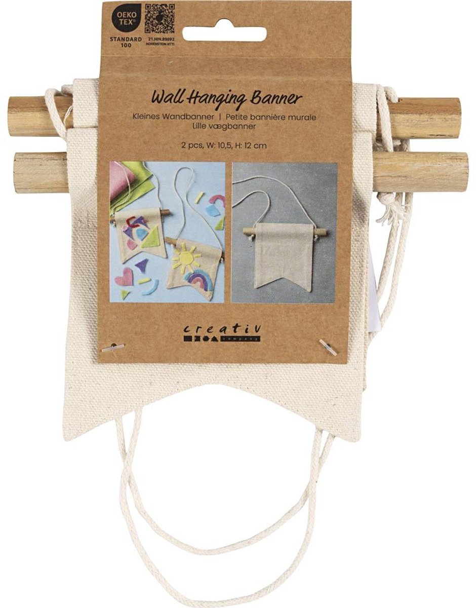Creativ Company kleines Wandbanner, Schwalbenschwanzform, H: 12 cm, B: 10,5, 300 g, hell natur, 2 Stück 1 Box