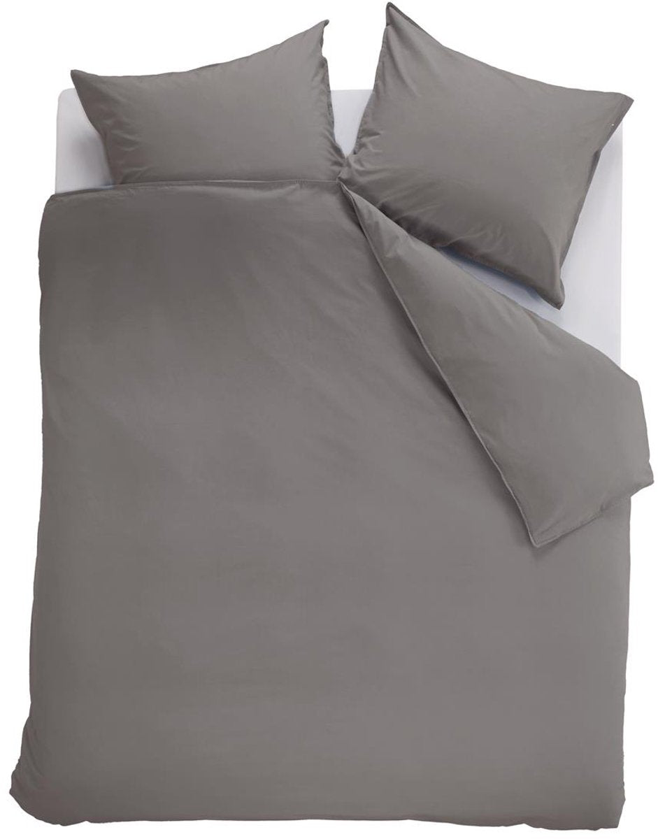 Ambiante cotton uni dekbedovertrek - effen - lits-jumeaux xl - 260x200 220 cm - grijs