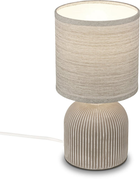 Briloner ino – Tischlampe Schlafzimmer – mit Stoffschirm, Keramiksockel – Nachttischlampe – Tischlampe – ø15 cm x 28 cm – braun