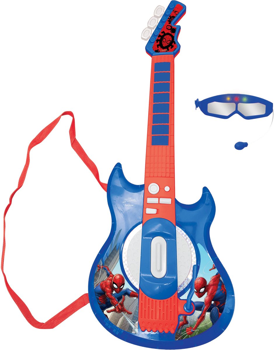 Lexibook Spider-Man elektronische Beleuchtungsgitarre mit Mikrofon in Brillenform