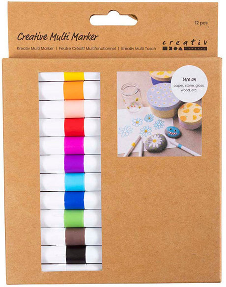 Creativ Company Kreativ-Multimarker, Strichstärke 4 mm, verschiedene Farben, 12 Stück 1 Box
