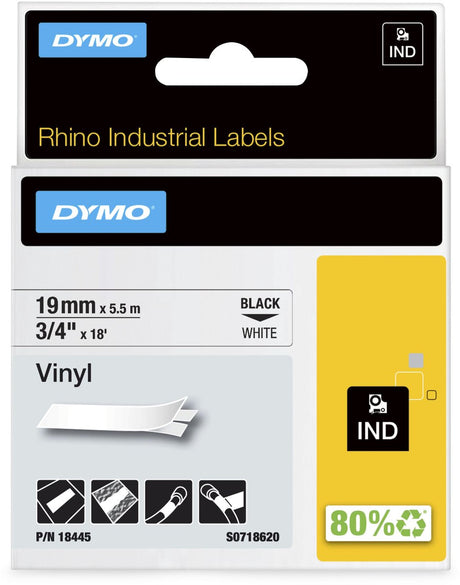 Dymo Etikettenband Nashorn schwarz, weiß 19 mm x 5,5 m