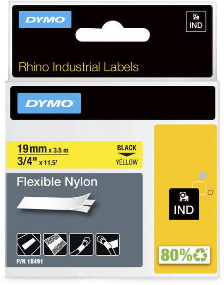 Etikettenband Dymo Rhino schwarz auf gelb 19 mm x 3,5 m
