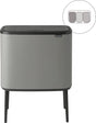 Brabantia Bo Touch Bin Abfallbehälter – 3 x 11 Liter – Mülltrennung – Mineralbeton grau