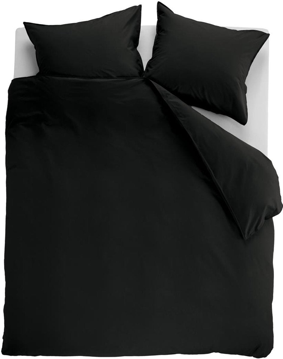 Ambiante cotton uni dekbedovertrek - effen - lits-jumeaux xl - 260x200 220 cm - zwart