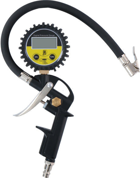 All Ride digitaler Reifenfüller mit Manometer – psi bar kpa kg – batteriebetrieben – 30 cm Luftschlauch – passend für die meisten Luftkompressoren – Auto, Fahrrad, Motorrad und LKW – Schwarz