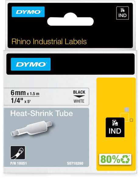 Dymo Schrumpfschlauch Industrie schwarz, weiß