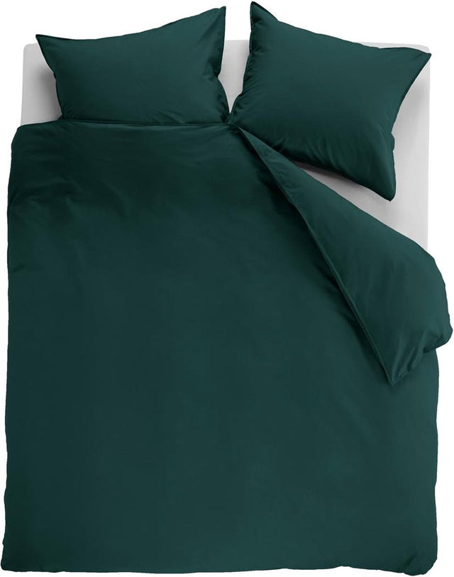 Ambiante cotton uni dekbedovertrek - effen - lits-jumeaux - 240x200 220 - donker groen