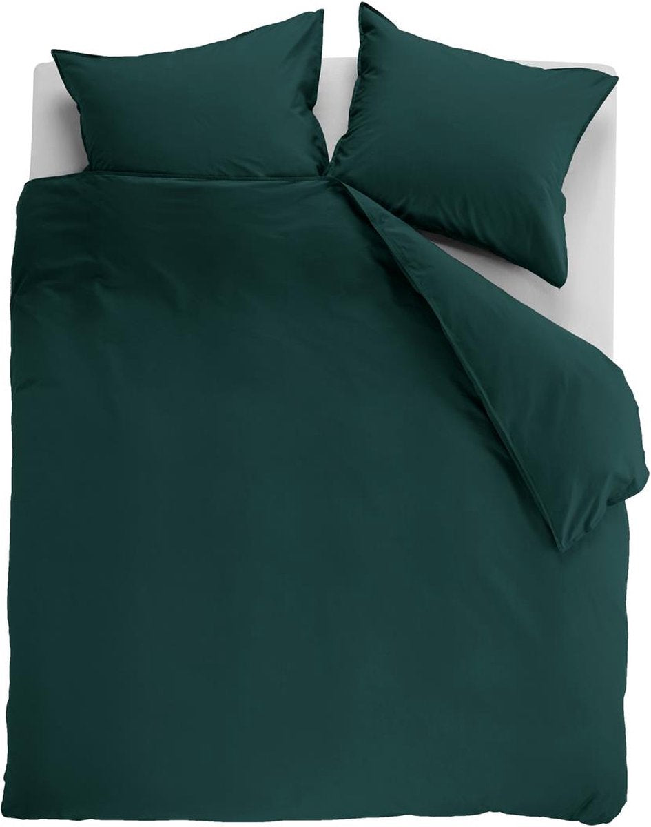Ambiante cotton uni dekbedovertrek - effen - lits-jumeaux - 240x200 220 - donker groen