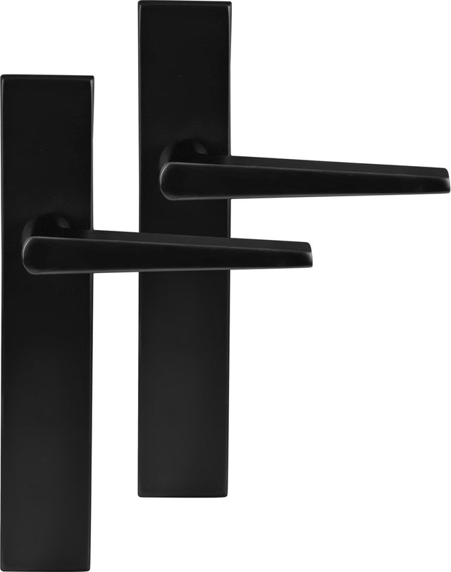 Differnz deurkruk op schild - zwart - rvs - - rotterdam afgerond 225x41x10mm blind zwart