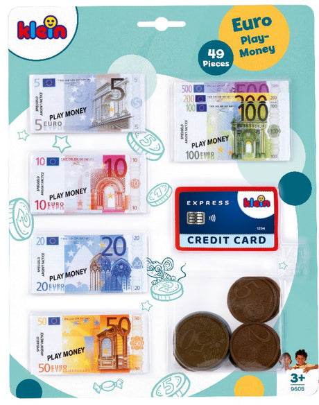 Klein Toys - Euro-Spielgeld - inkl. Kreditkarte, Münzen und Banknoten – mehrfarbig
