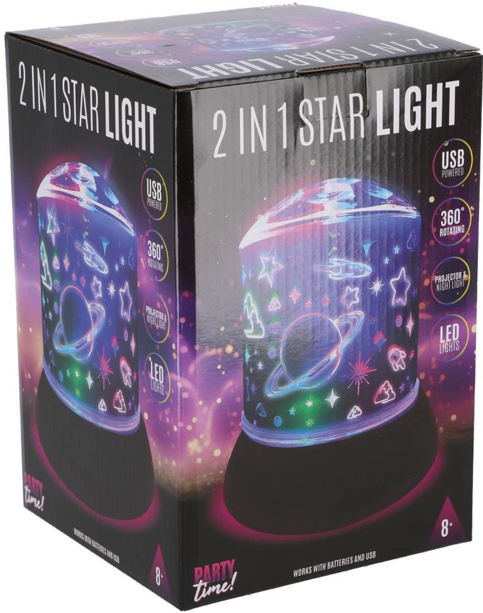 Partyzeit! Party Time führte 2-in-1-Sternenlicht mit schwarzem Sockel