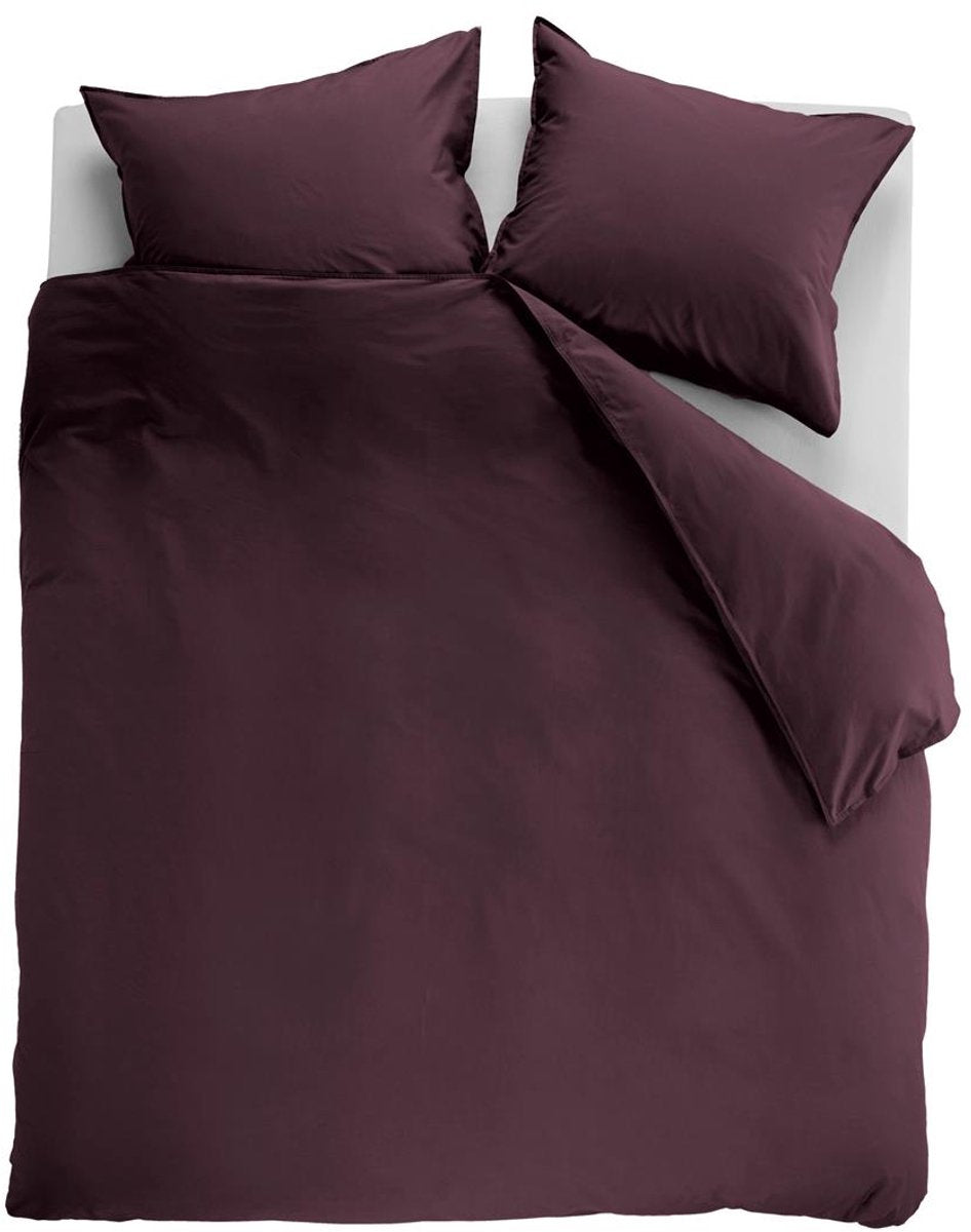 Ambiante cotton uni dekbedovertrek - effen - lits-jumeaux xl - 260x200 220 cm - donker rood