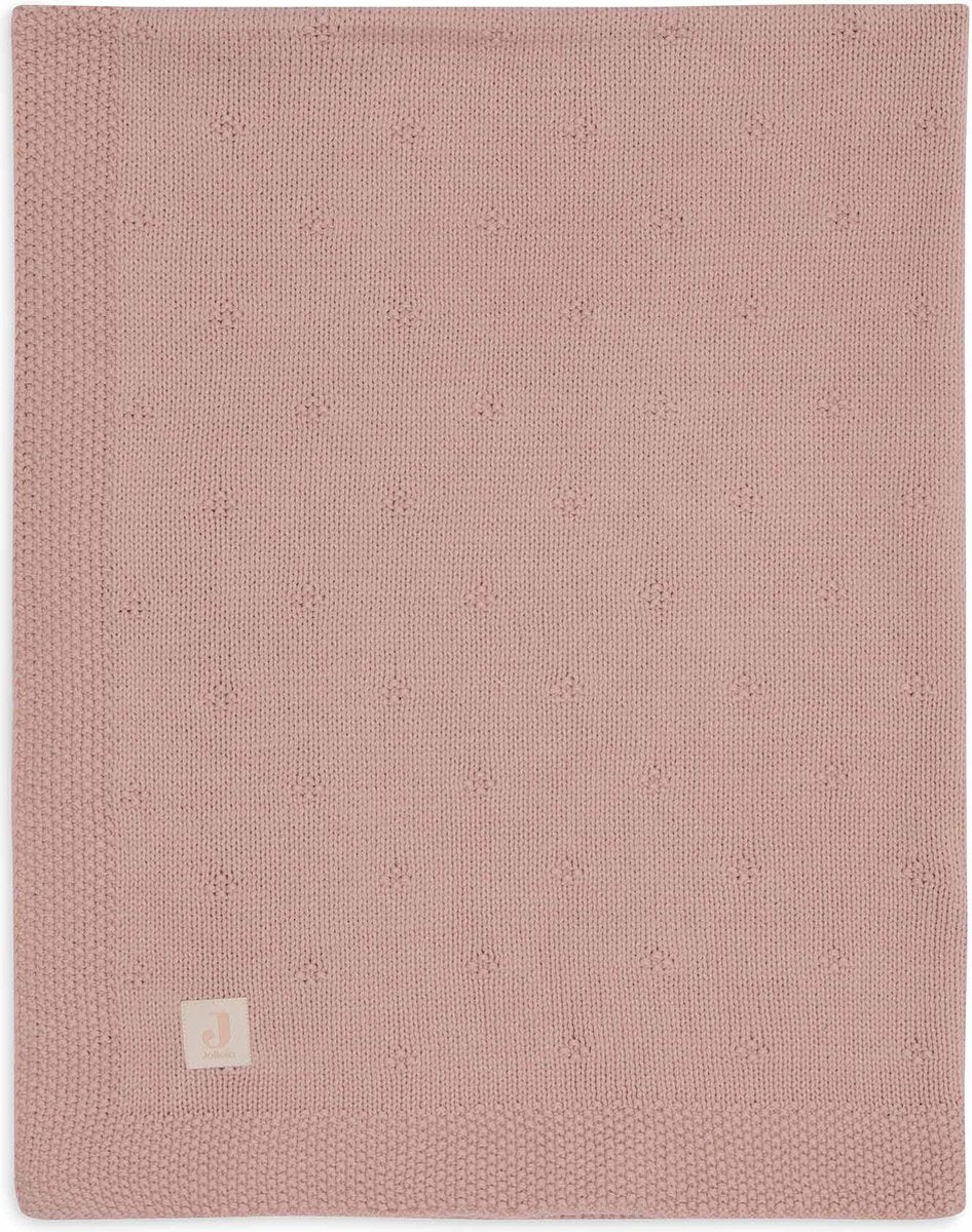 Jollein Decke für Kinderbett, 75 x 100 cm, gemütlicher Strick, Wildrose