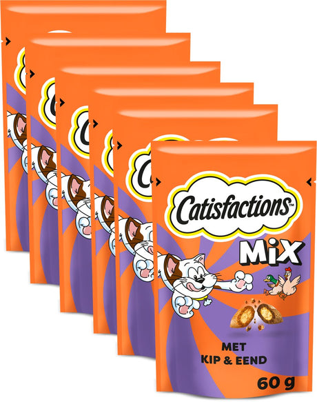 Catisfactions Katzensnacks – Mix-Snacks Huhn und Ente – 6 x 60 g