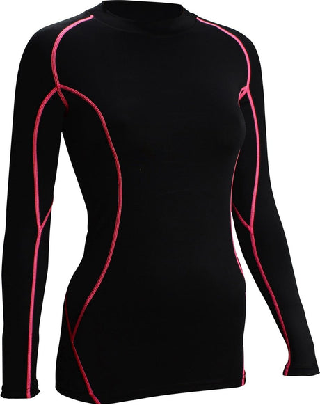 Avento Kompressionsshirt – Langarm – Damen – Schwarz Pink – Größe 38