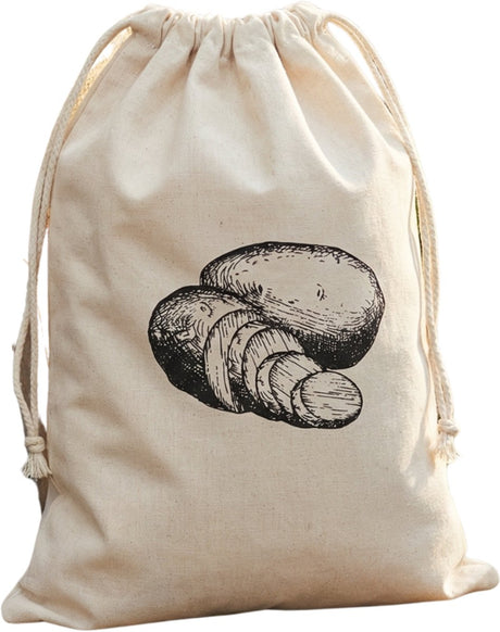 Alpina Kartoffeltasche – Baumwolltasche zur Aufbewahrung von Kartoffeln – hält Kartoffeln länger frisch – geräumig und leicht – mit Griff – Größe 41 x 36 cm – Farbe Braun