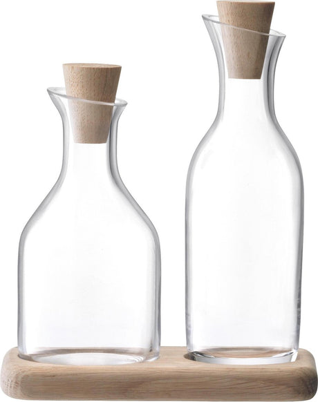 Lsa International L.S.A. Öl-Essig-Set servieren - inkl. Eichenplateau – 15 x 8,5 x 17 cm – Glas