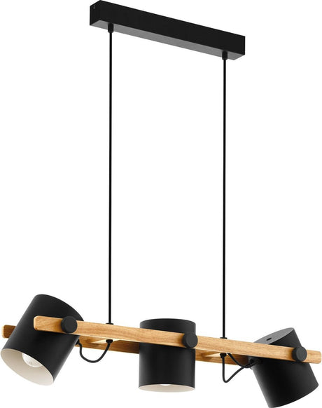 Eglo hornwood hanglamp - e27 - 78 cm - zwart crème bruin - fsc hout